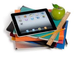 karen ipad with books